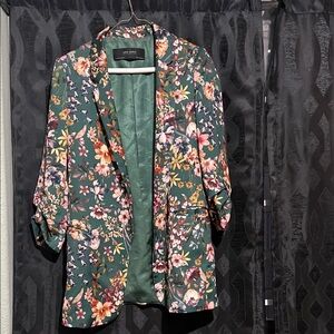 Zara Floral Blazer - Green and Multicolor